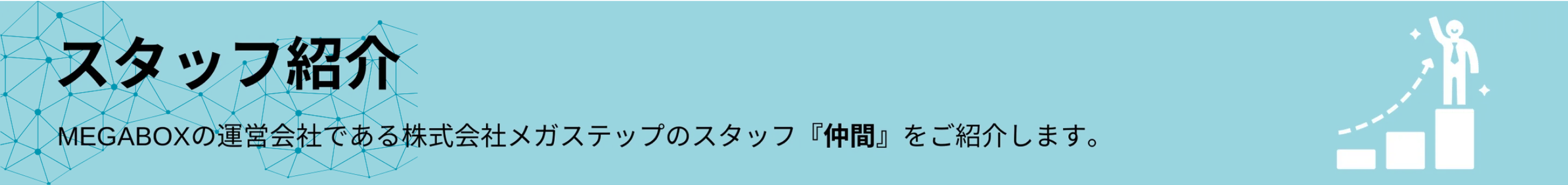 MEGABOXの運営会社である、株式会社メガステップのスタッフ「仲間」を紹介します。